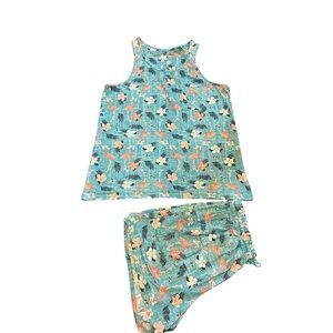 Croft & Barrow Blue and Pink Flamingo Pajama Set Cozy Sleepwear